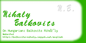 mihaly balkovits business card